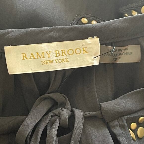 Ramy Brook Tilly Studded‎ Long Bell Sleeve V-Neck Blouse Top - Picture 11 of 12